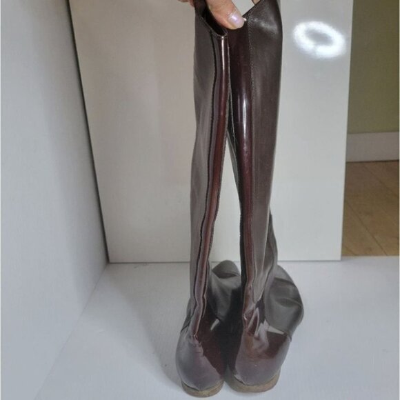 PROENZA Schouler knee high leather boots patent trim brown size 6 - Picture 5 of 16